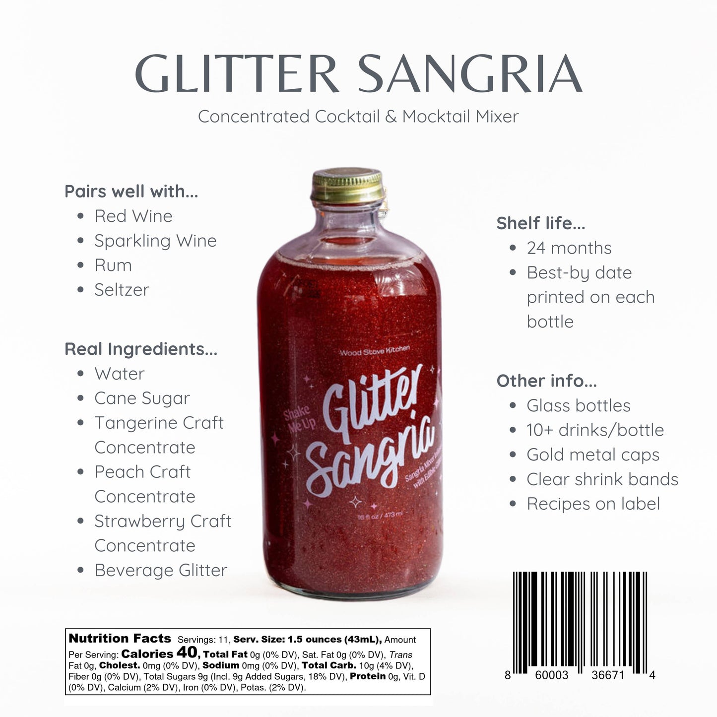 Glitter Sangria Cocktail &amp; Mocktail Mixer