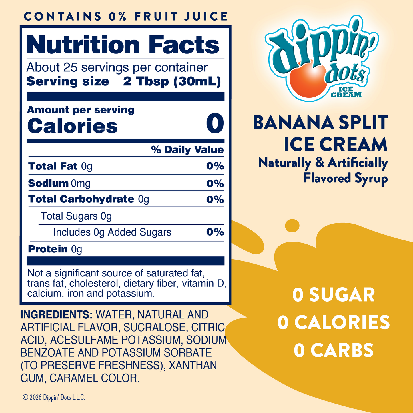 Jordan's Skinny Mixes - Dippin' Dots® Banana Split Ice Cream Syrup