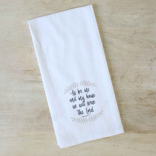 Joshua 24:15 Hand Towel   White/Taupe/Black   20x28