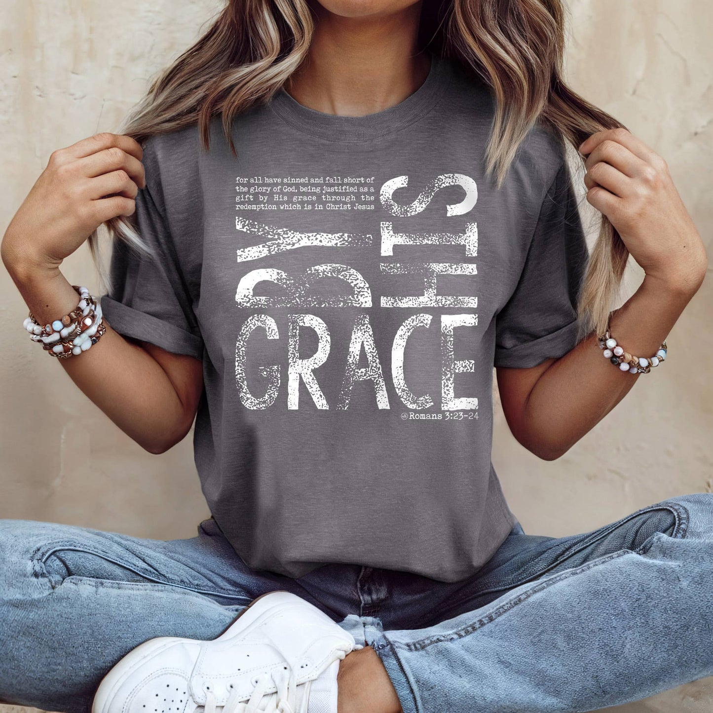 Never Lose Hope Designs - By His Grace Christian Tee