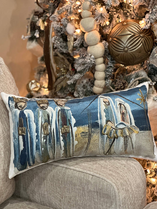 Southern Cotton Mill - GA Blue Nativity Lumbar
