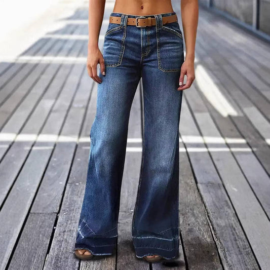 Vintage Washed High Waist Wide Leg Denim Jeans