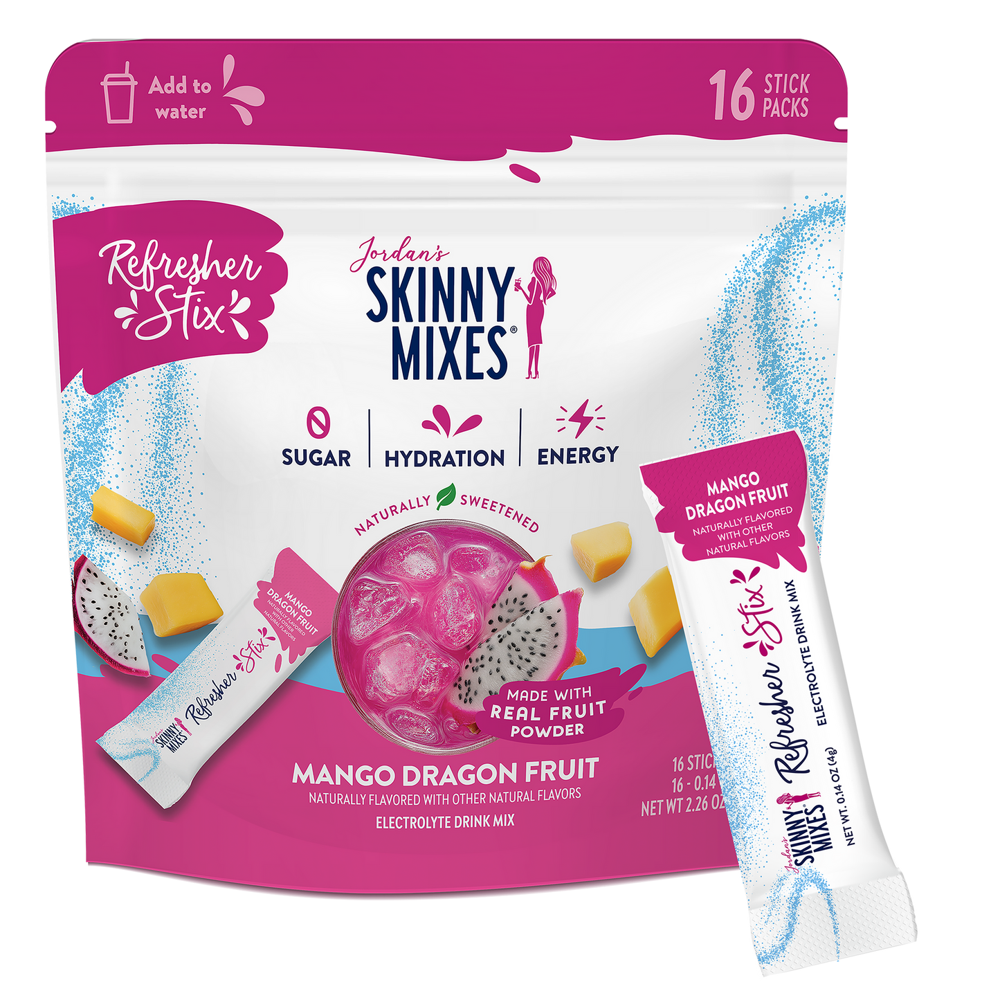 Jordan's Skinny Mixes - Refresher Stix 16 ct - Mango Dragon Fruit
