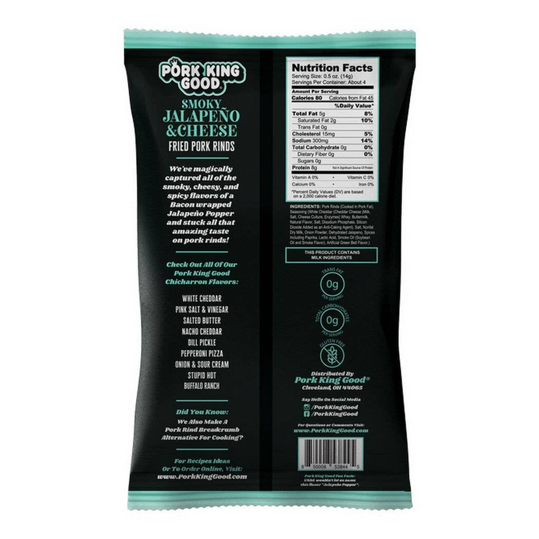 Pork King Good - Pork King Good Smoky Jalapeno &Cheese Pork Rinds  1.75oz Bag