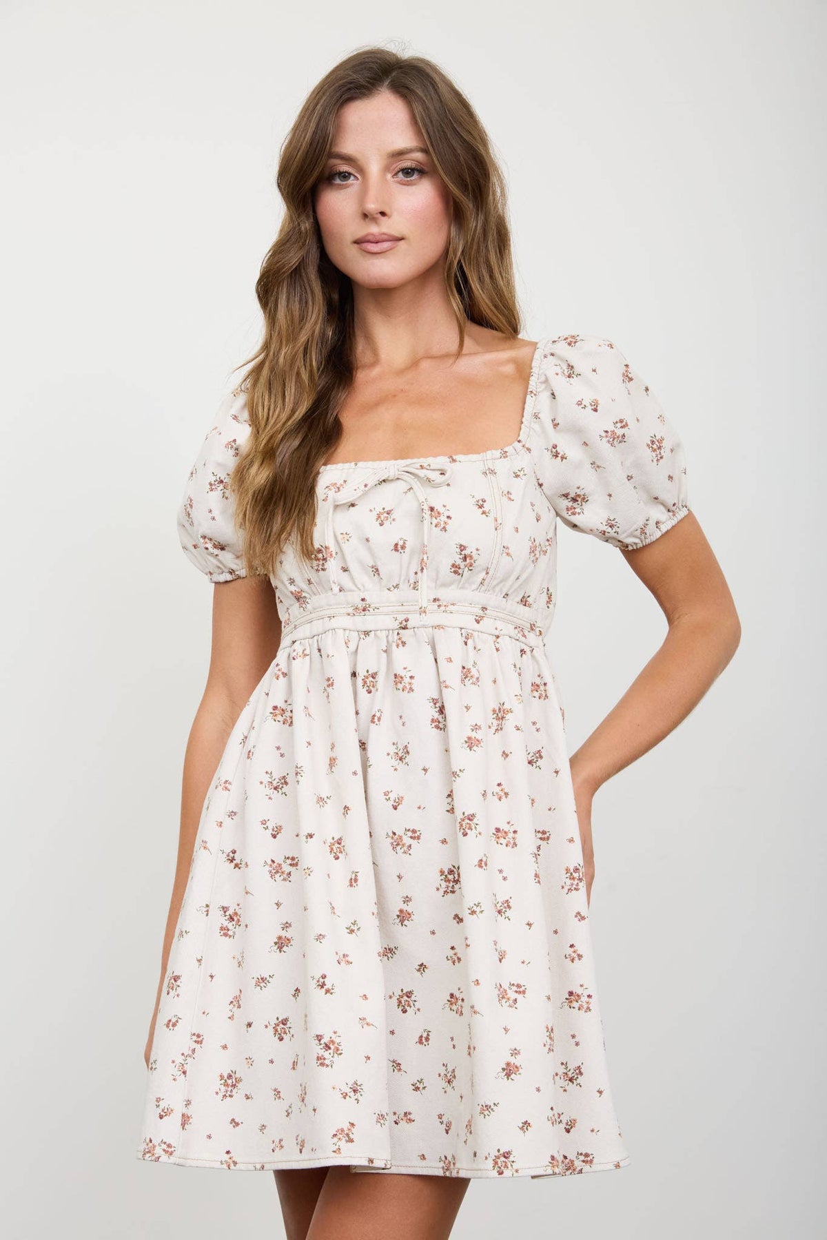 Ditsy Floral Puff Sleeve Mini Dress