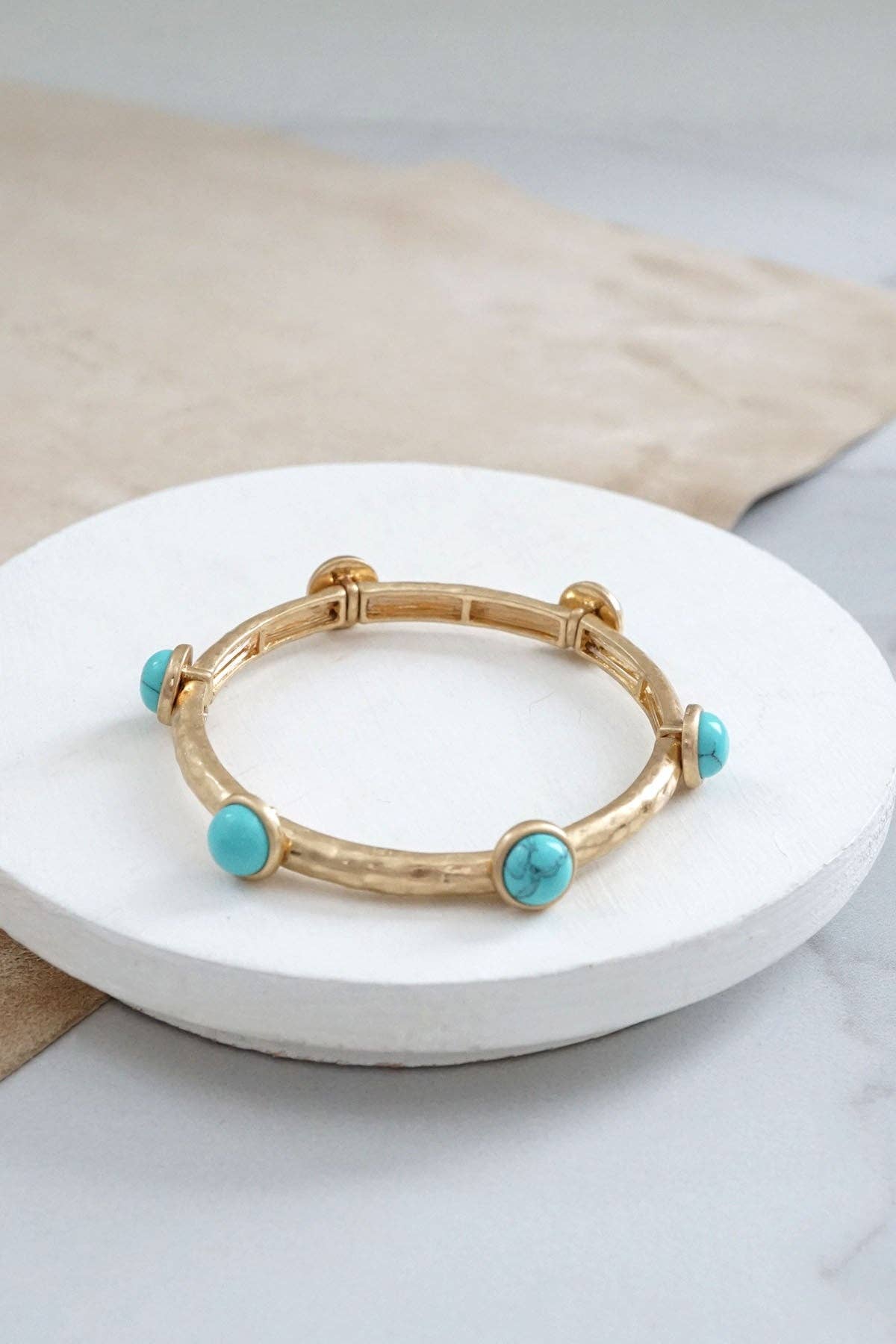 PennyLine inc - Jeweled Golden Bangle with semi precious stone dots