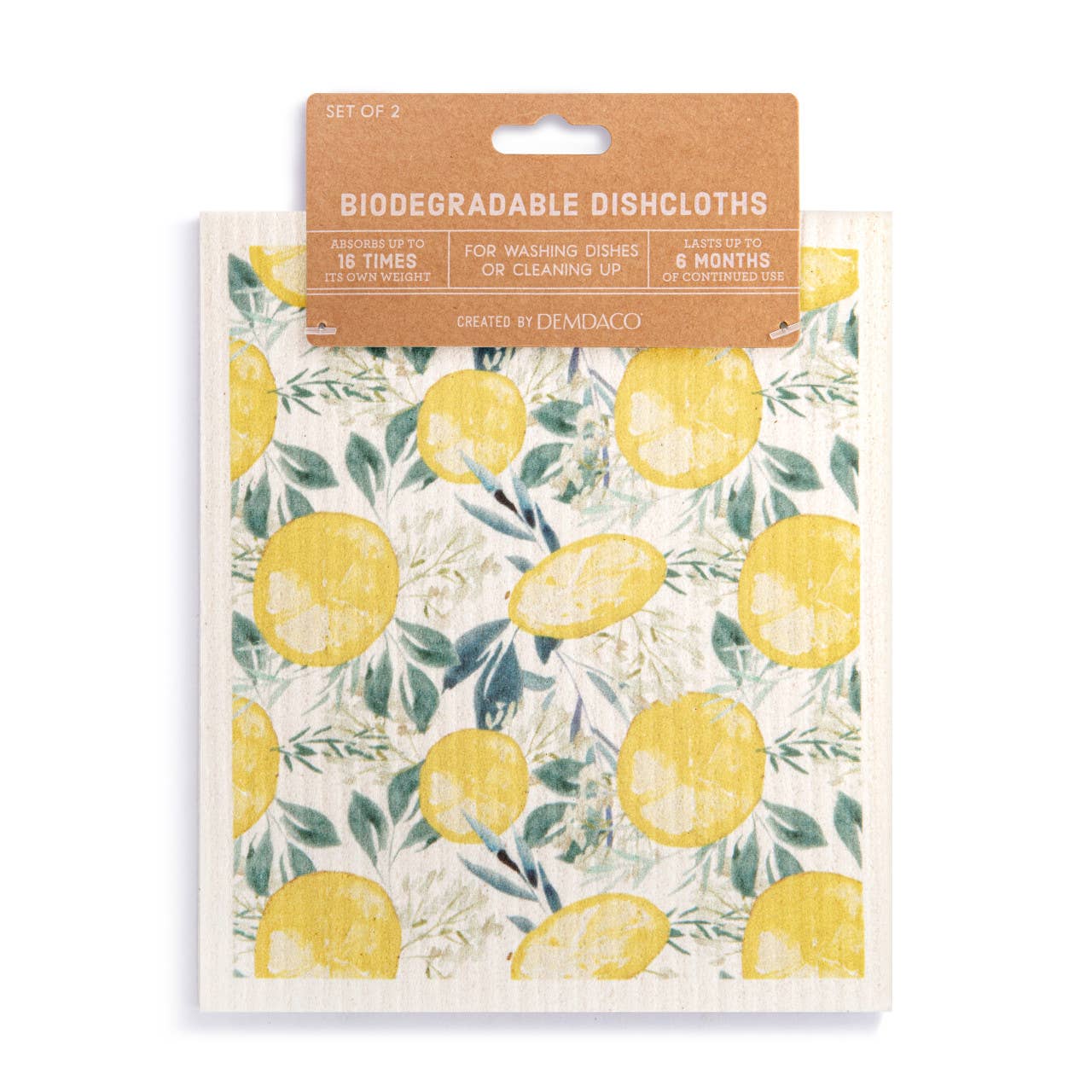 Biodegradable Dish Cloths Set of 2 - Lemons