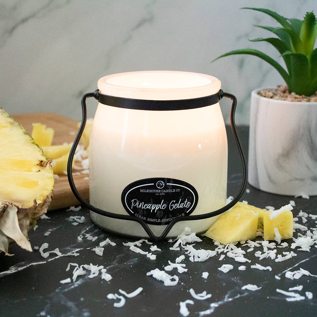 Milkhouse Candle Company - 16 oz Butter Jar Candle: Pineapple Gelato