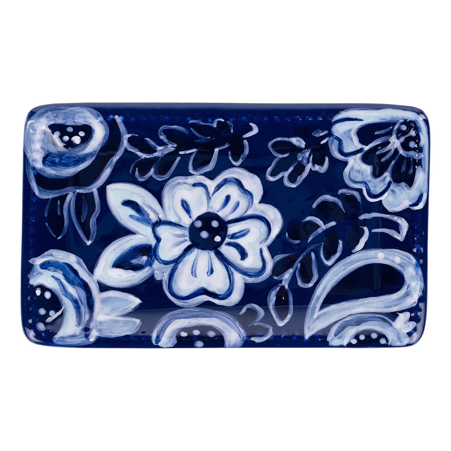 Glory Haus - Blue & White Flower Trinket Tray