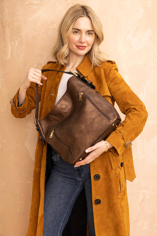 Jen & Co. - M1816A Alexa 2-in-1 Hobo Bag w/Dual Zip Compartments