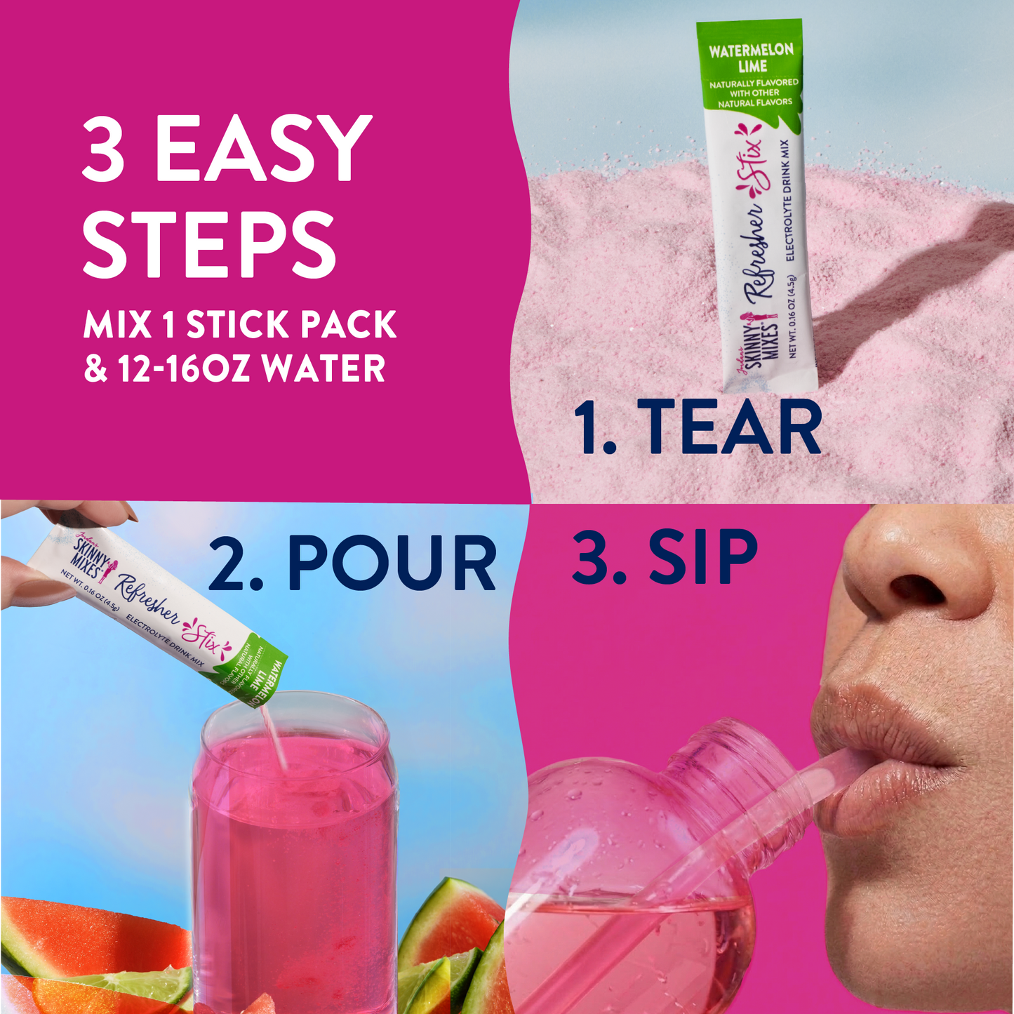 Jordan's Skinny Mixes - Refresher Stix 16 ct - Watermelon Lime