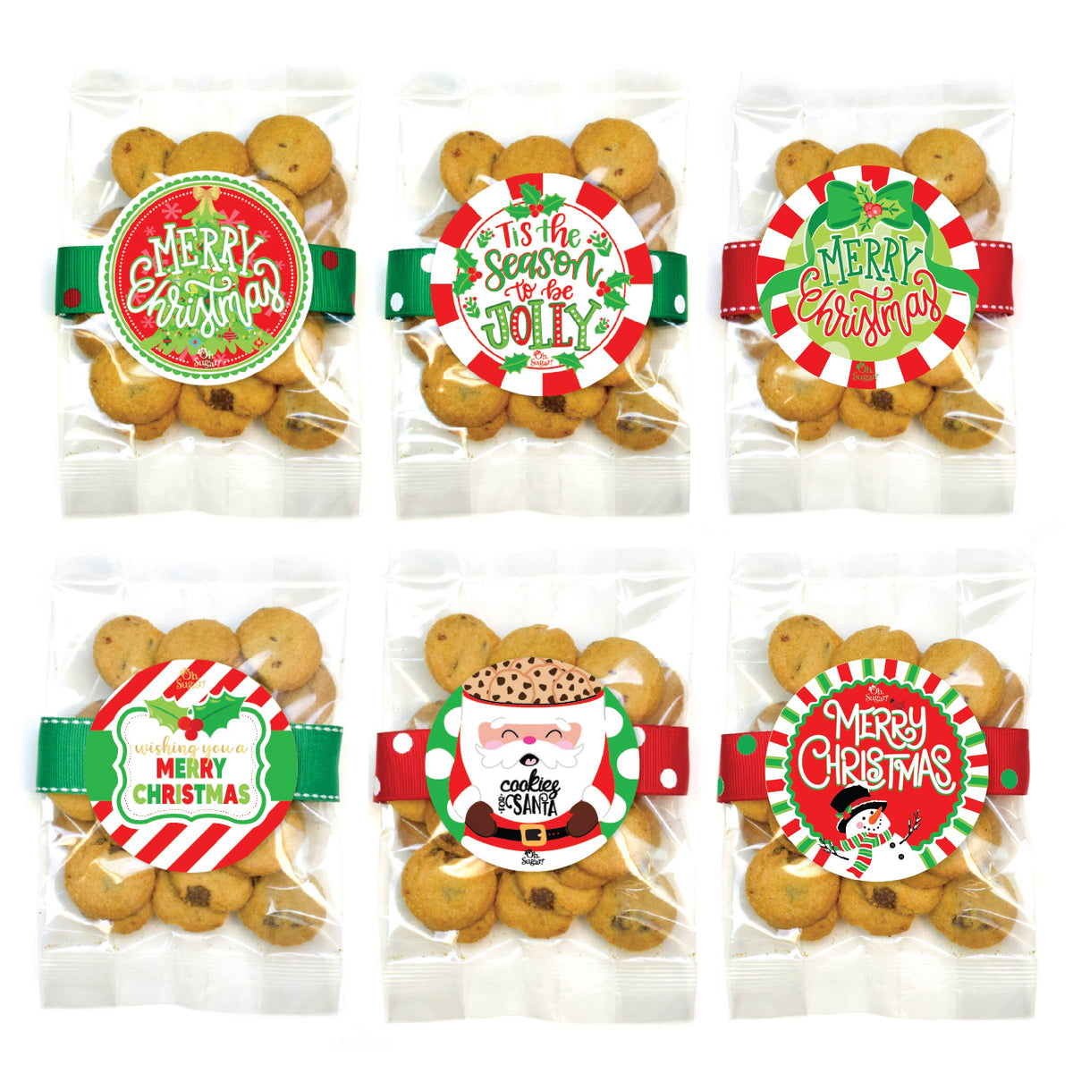 Oh, Sugar! - Holiday Mini Cookie Bags – Assorted Christmas Designs