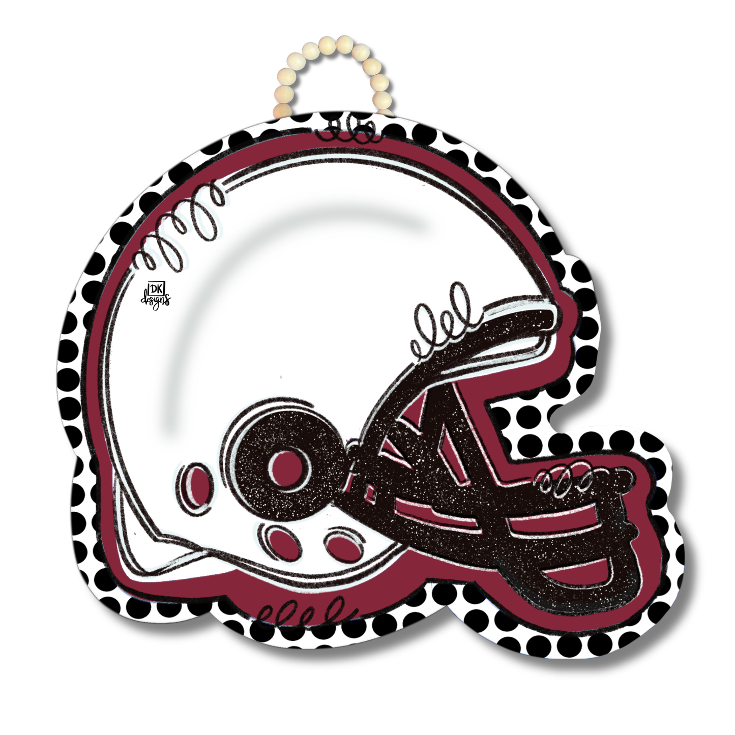 Maroon & White Football Helmet Door Hanger