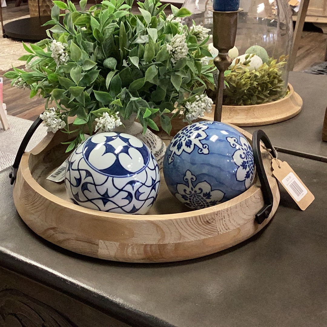 Blue and White Ceramic Decorative Ball