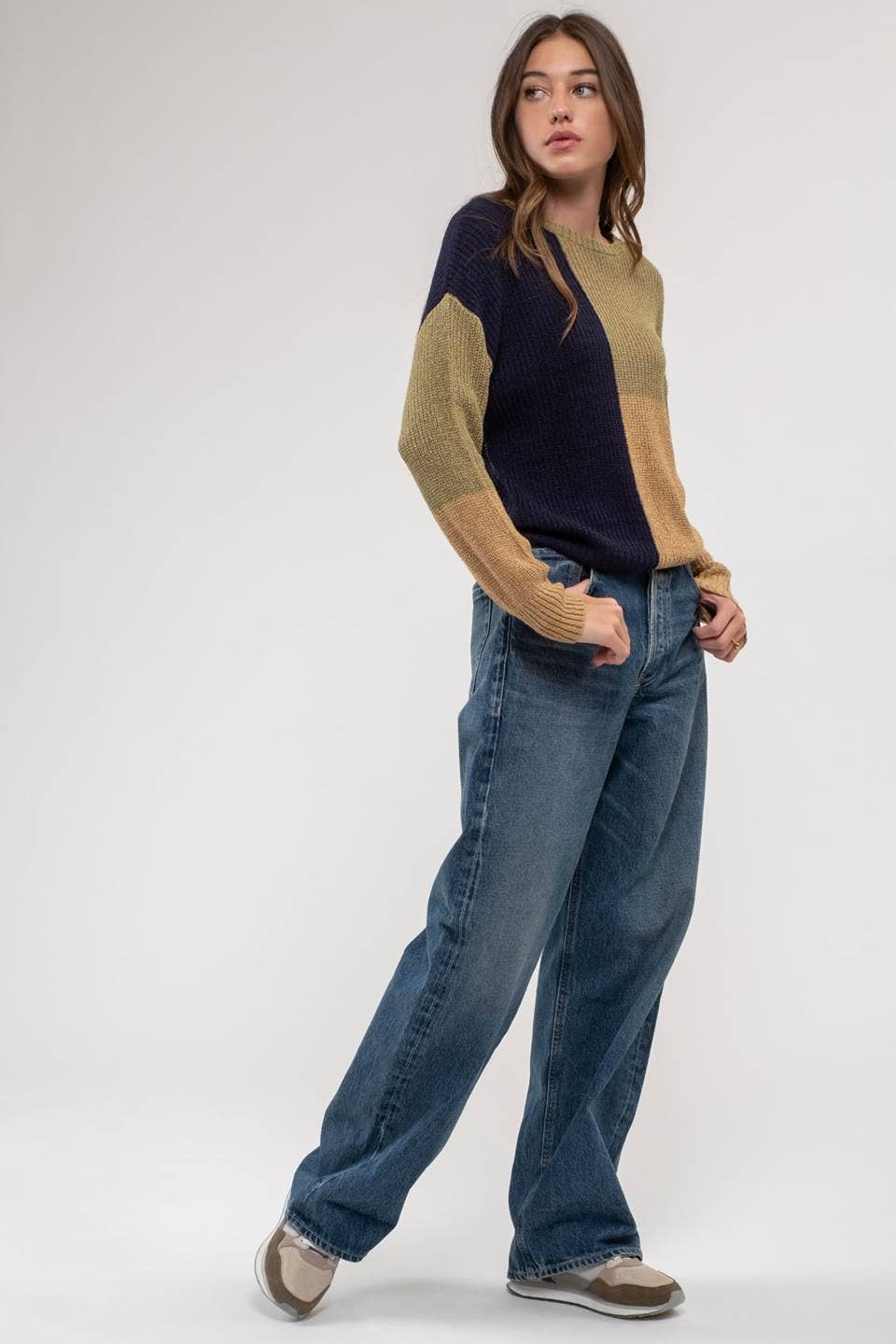 Colorblock Knit Pullover Sweater