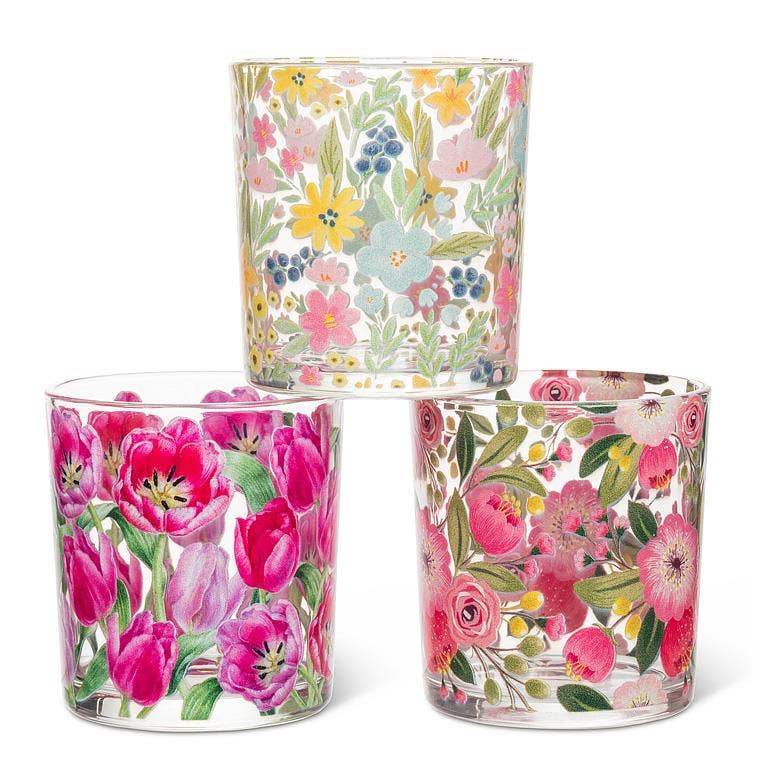 Pink Tulips Votive-3"H