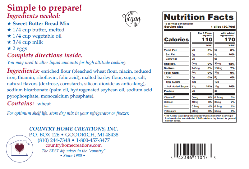 Country Home Creations - Sweet Butter Bread Mix