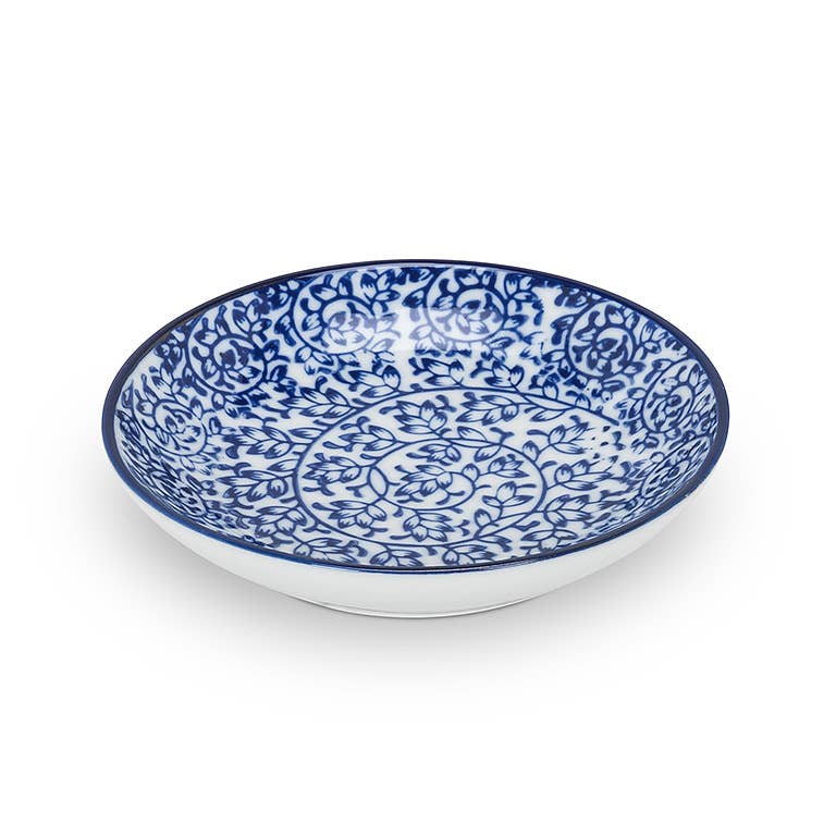 Blu/Wht Rd Shallow Dish-6 Asst-4"D-1468