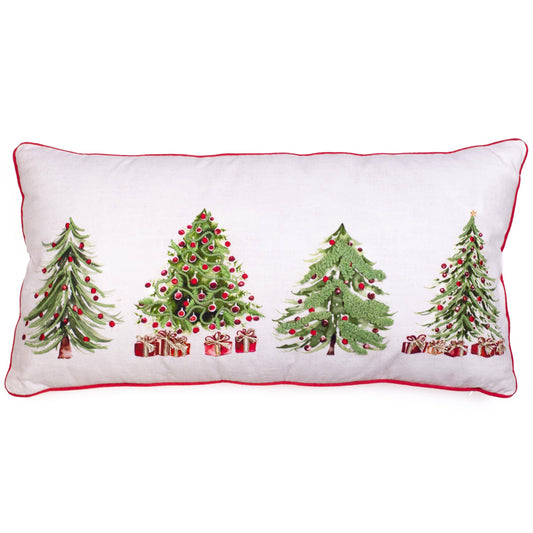 Christmas Tree Pillow   White/Green/Red   24x12