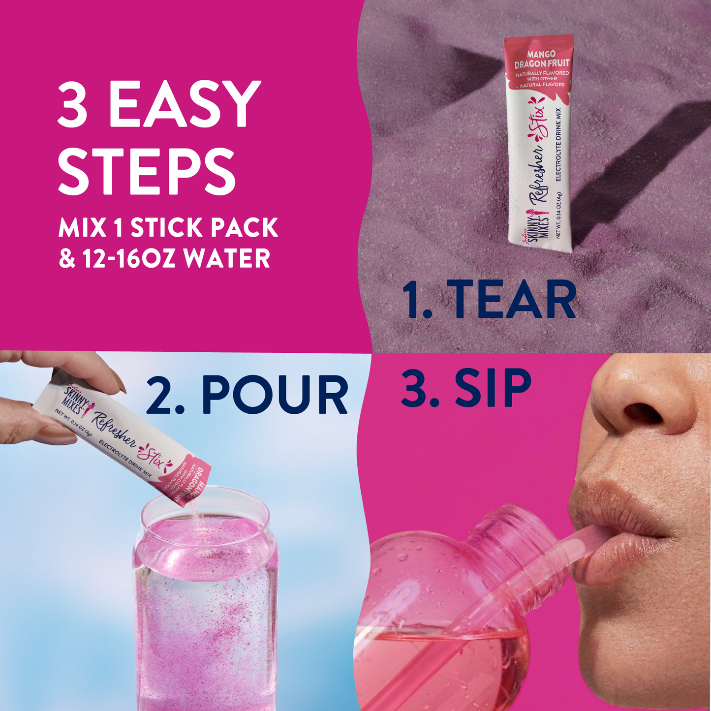 Jordan's Skinny Mixes - Refresher Stix 16 ct - Mango Dragon Fruit