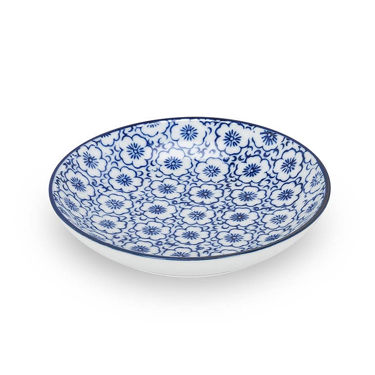 Blu/Wht Rd Shallow Dish-6 Asst-4"D-1468