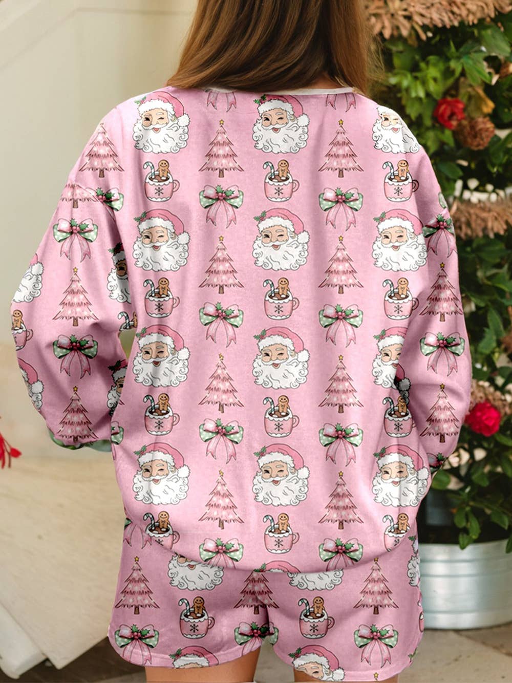 1 the Woman - Ho Ho Ho Christmas Fashion Print 2pcs Lounge Short Set