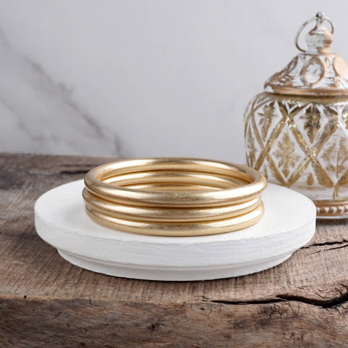 PennyLine inc - Sundrift Glow – Mixed Metal Bangle Stack