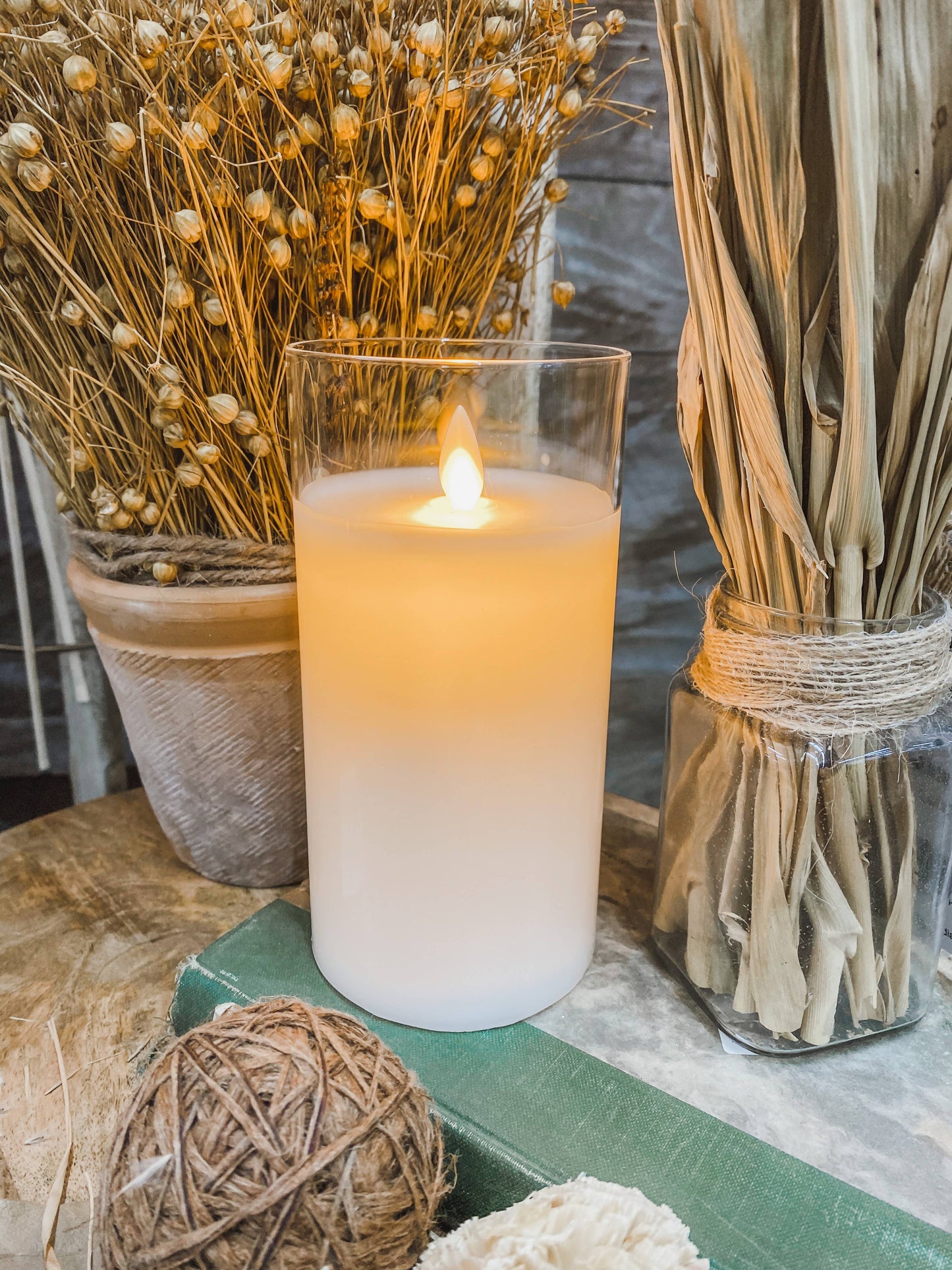 Clear Glass Cylinder Moving Flame LED Candle