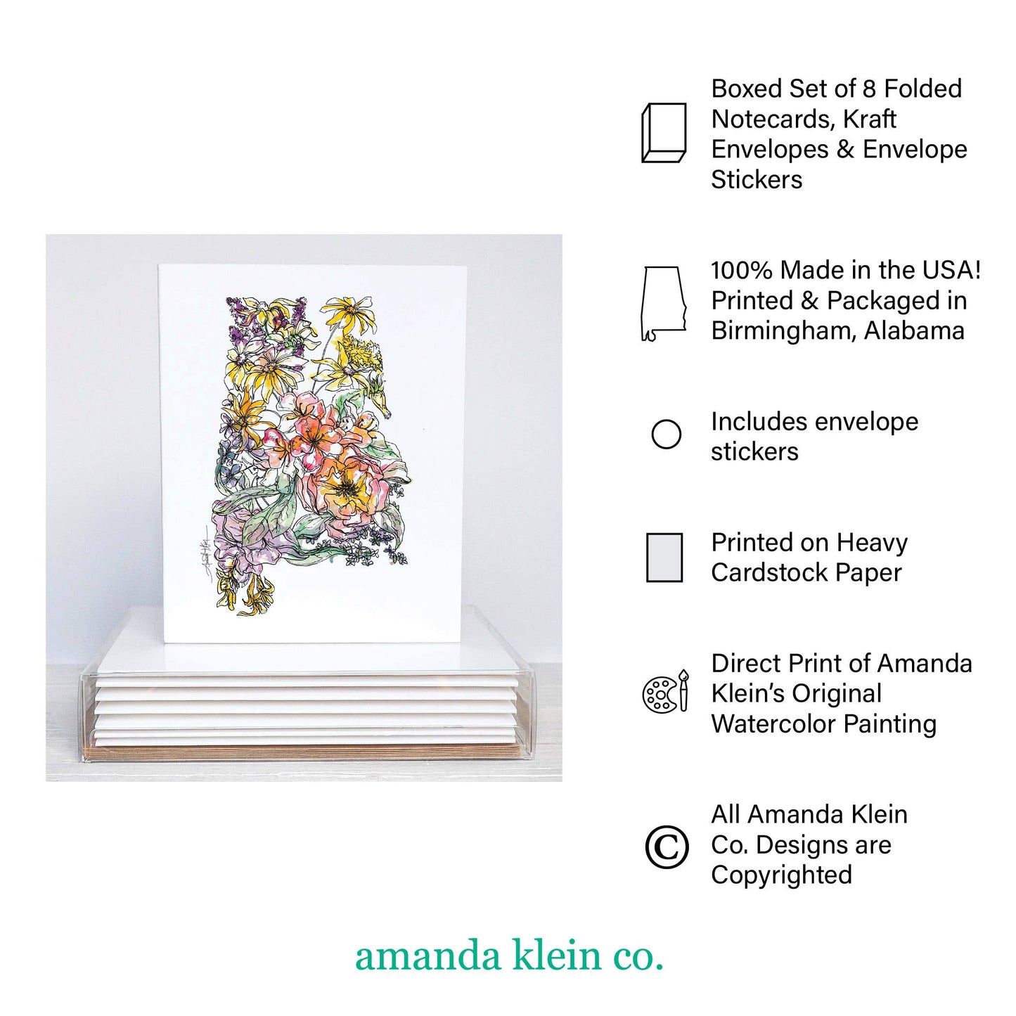 Horse Floral Note Card Stationery Set