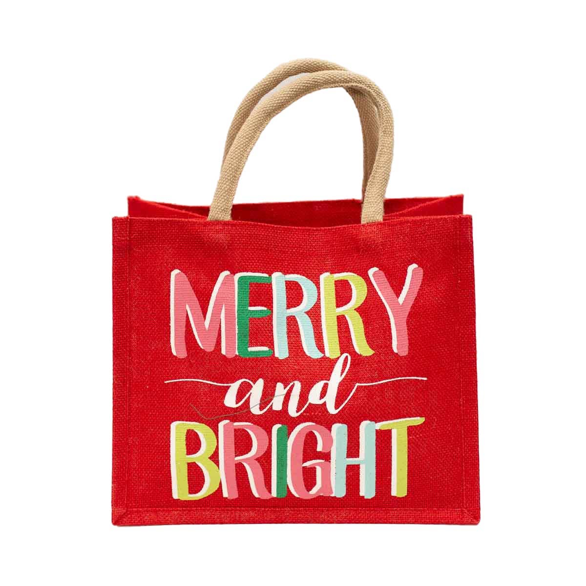 Merry &amp; Bright Jute Holiday Tote