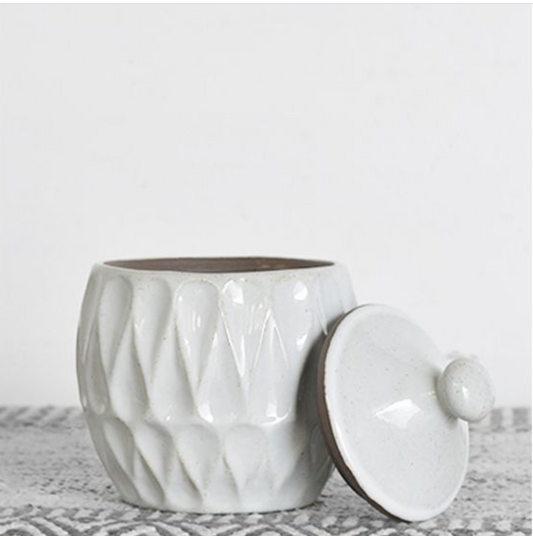 5.9" LG. TEAR DROP CANISTER WITH LID