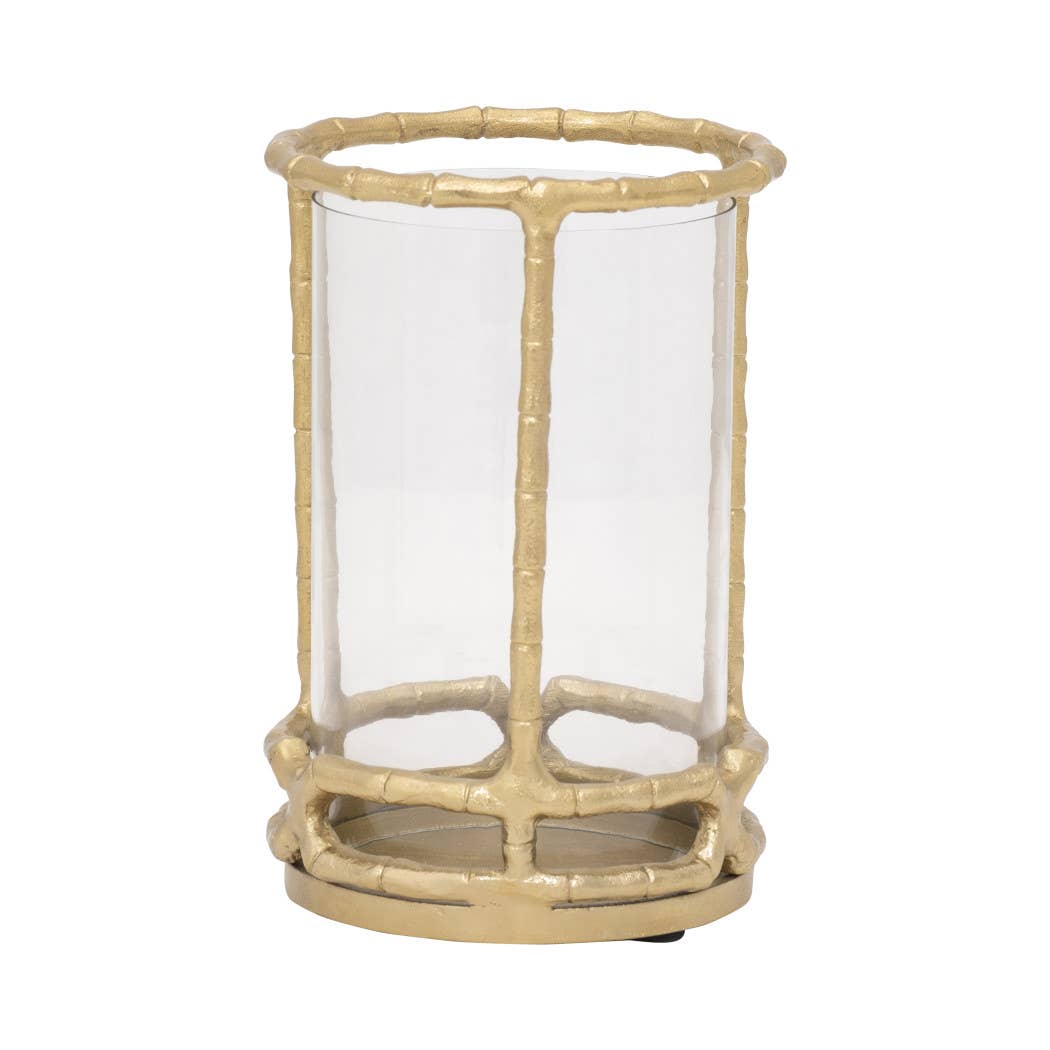 Sagebrook Home - Hurricane Candle Holder - Gold Metal Cylinder