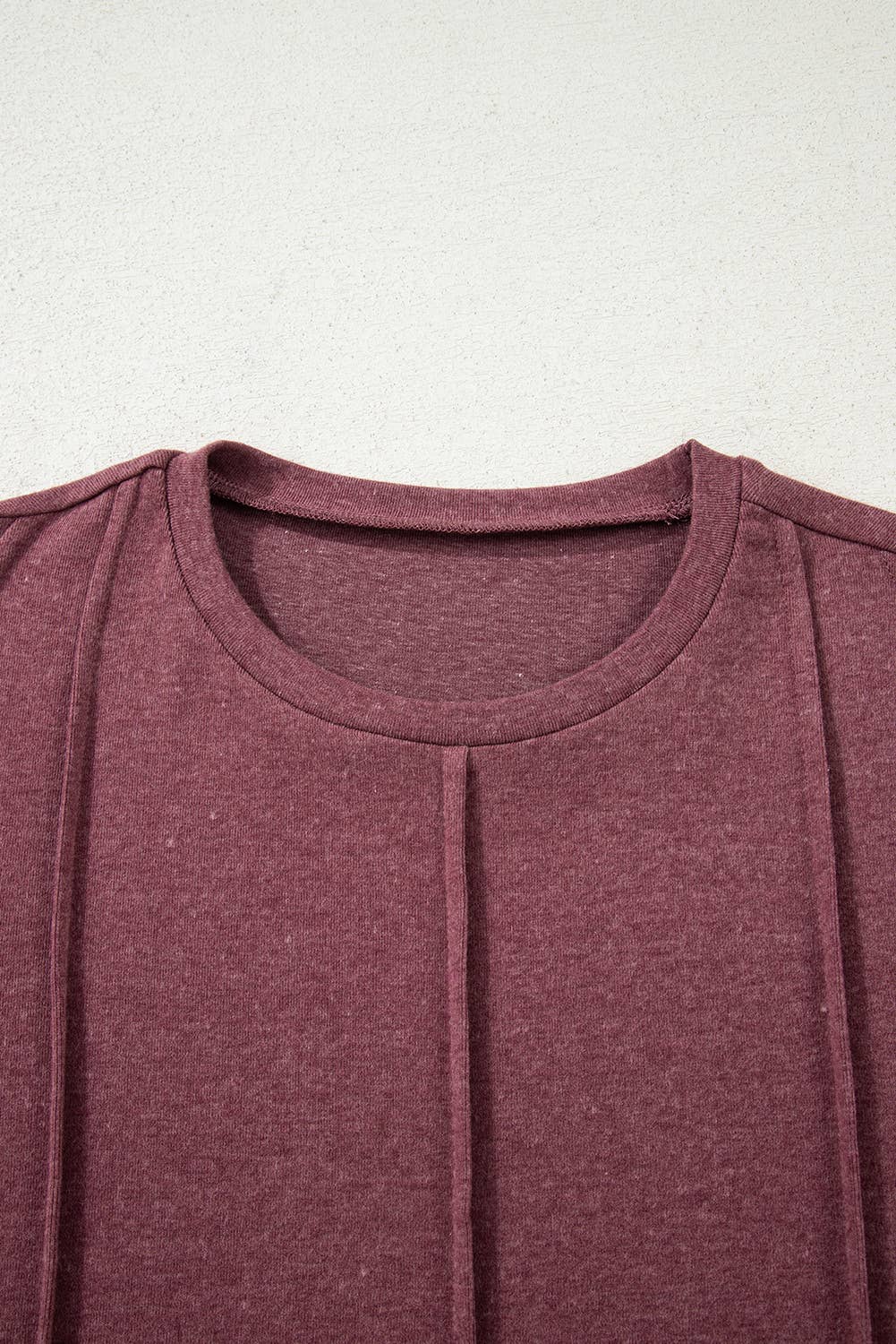 Solid Exposed Seam Crew Neck Long Sleeve Top