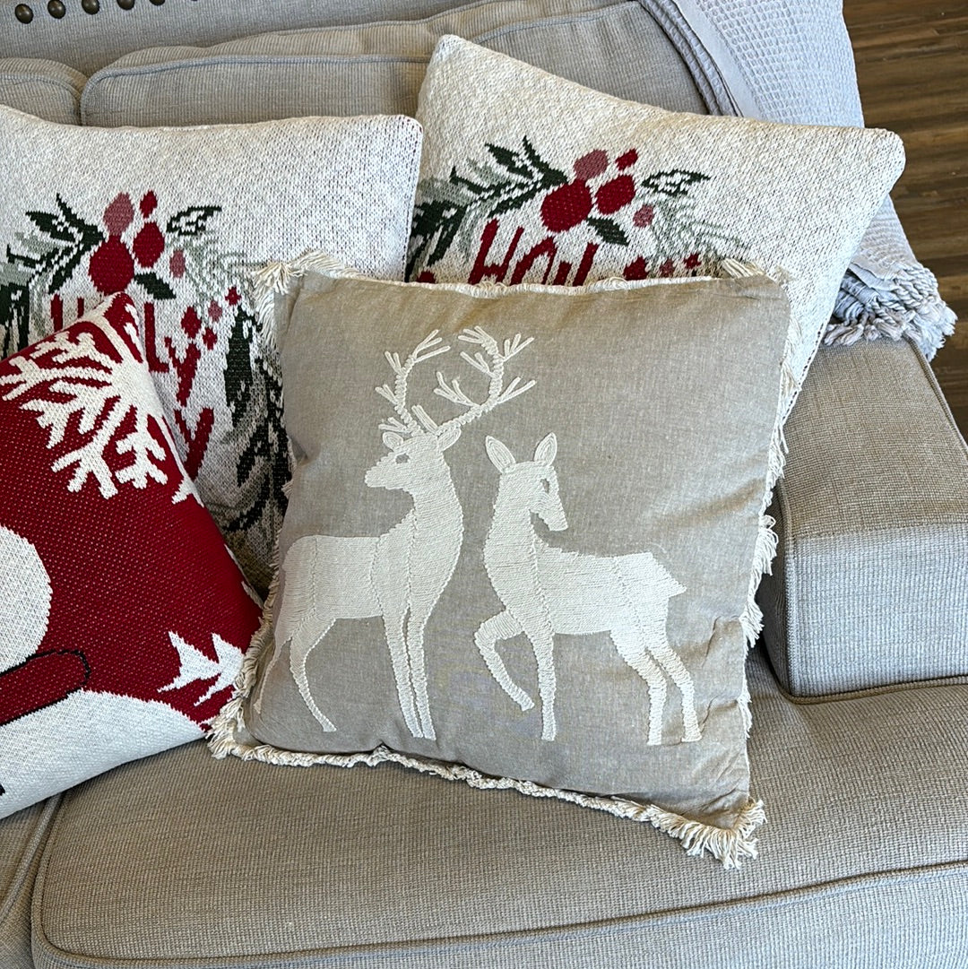 18X18 BEIGE DEER DUO PILLOW