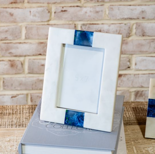 5" X 7" BLUE INLAY MARBLE FRAME
