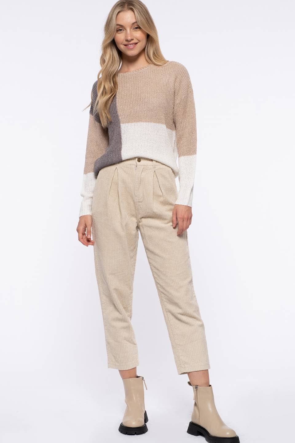 Colorblock Knit Pullover Sweater