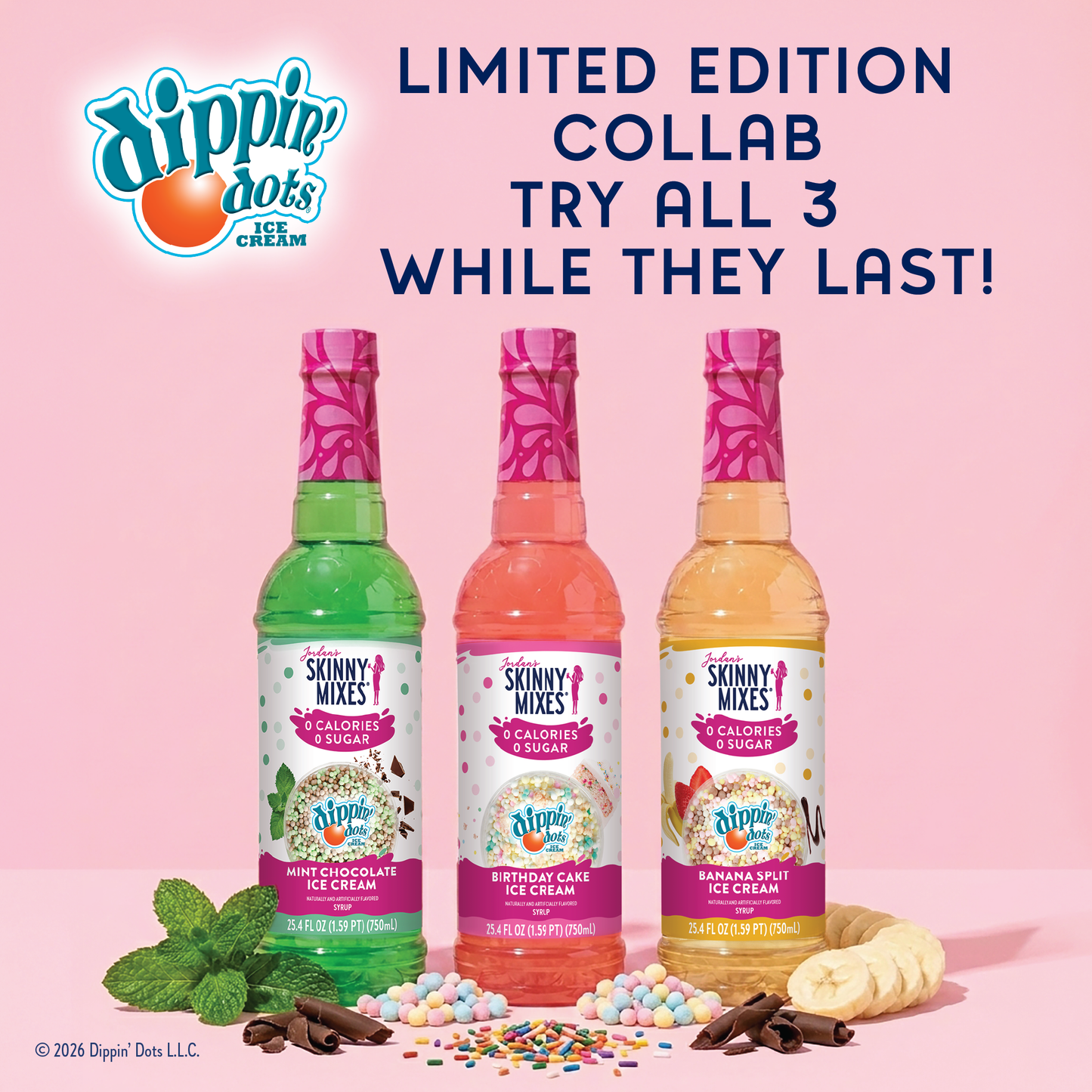 Jordan's Skinny Mixes - Dippin' Dots® Banana Split Ice Cream Syrup