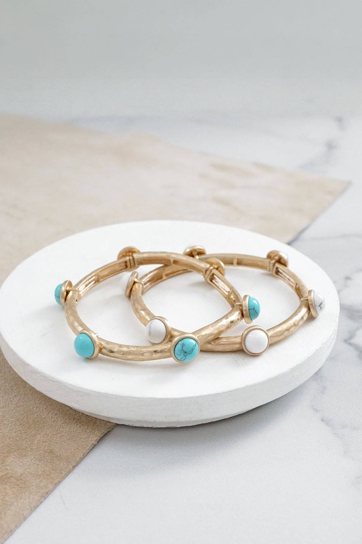 PennyLine inc - Jeweled Golden Bangle with semi precious stone dots