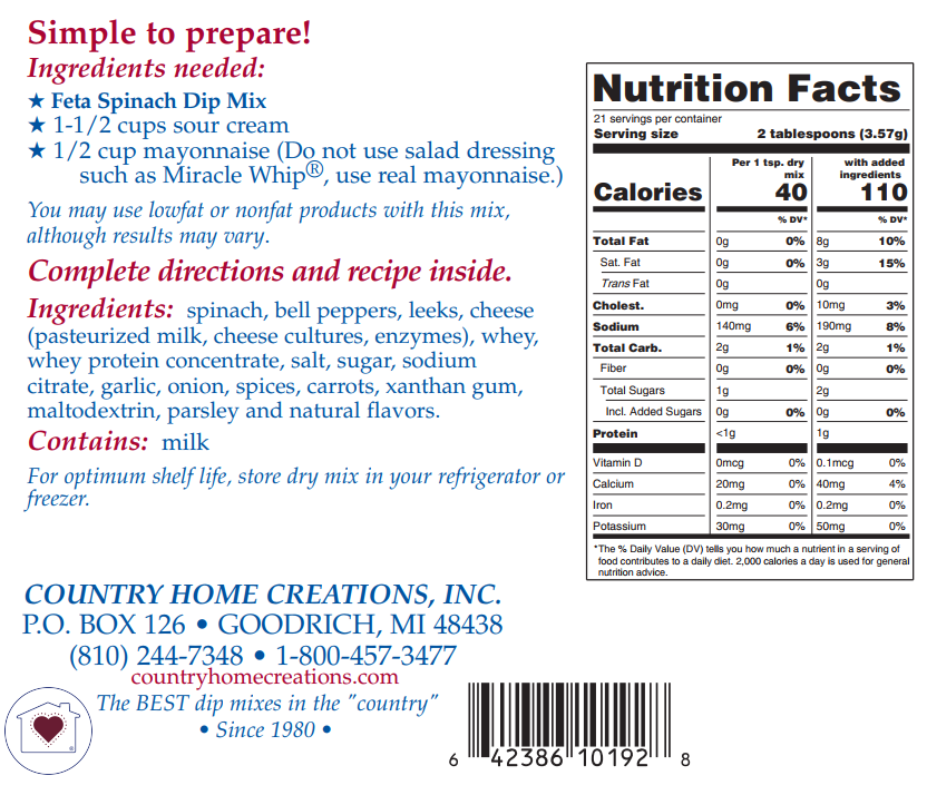 Country Home Creations - Feta Spinach Dip Mix