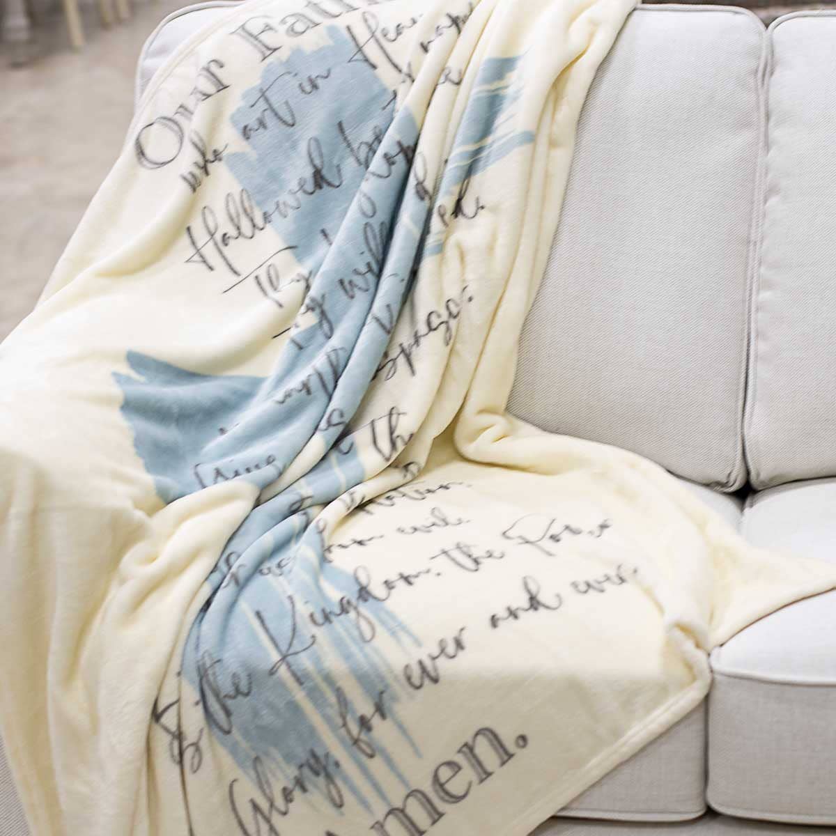 Lord's Prayer Throw   Soft White/Ice/Gray   50x60