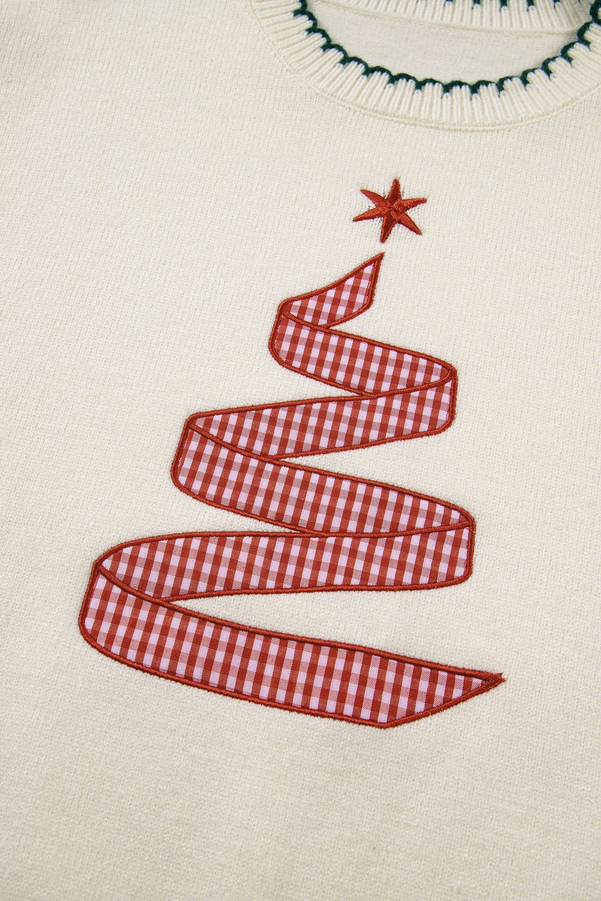 Stitched Detail Christmas Tree Holiday Casual Sweater