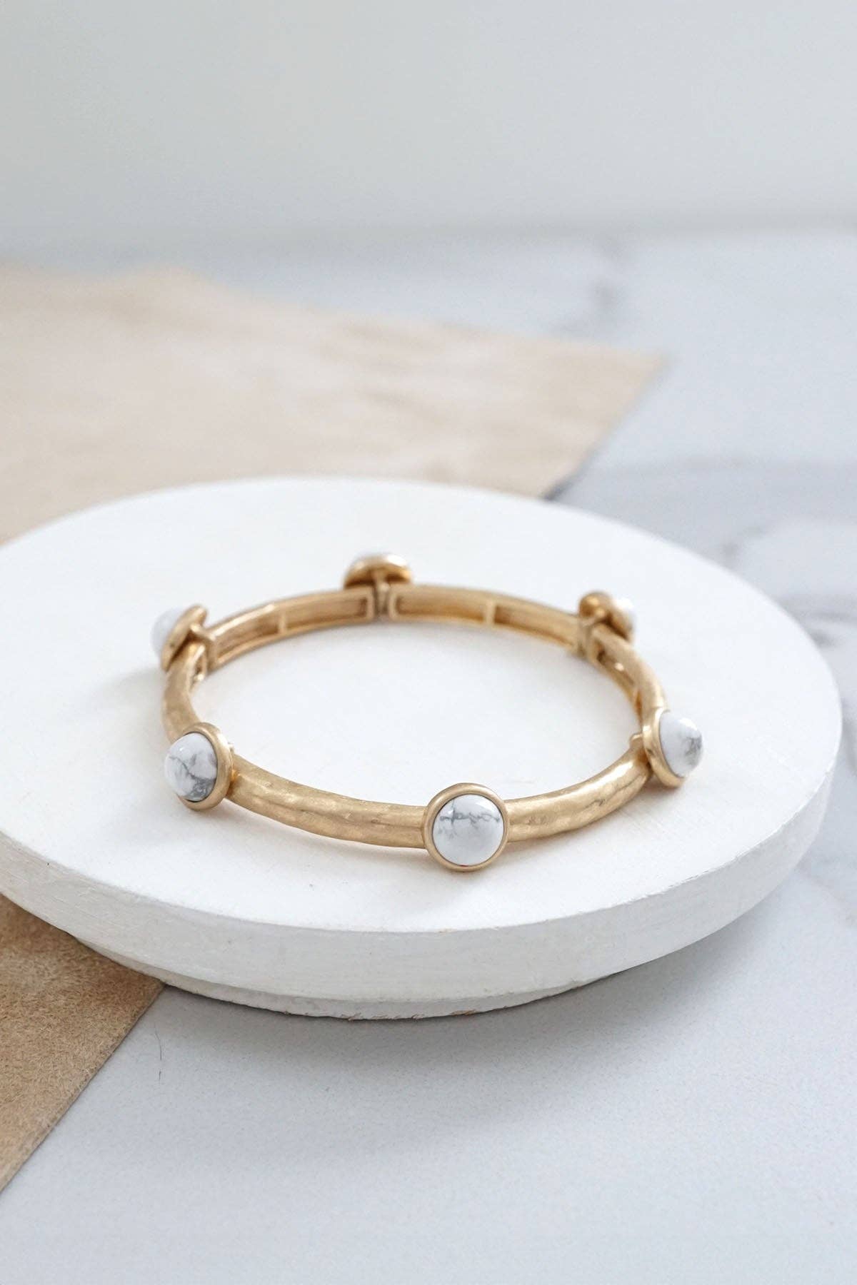 PennyLine inc - Jeweled Golden Bangle with semi precious stone dots