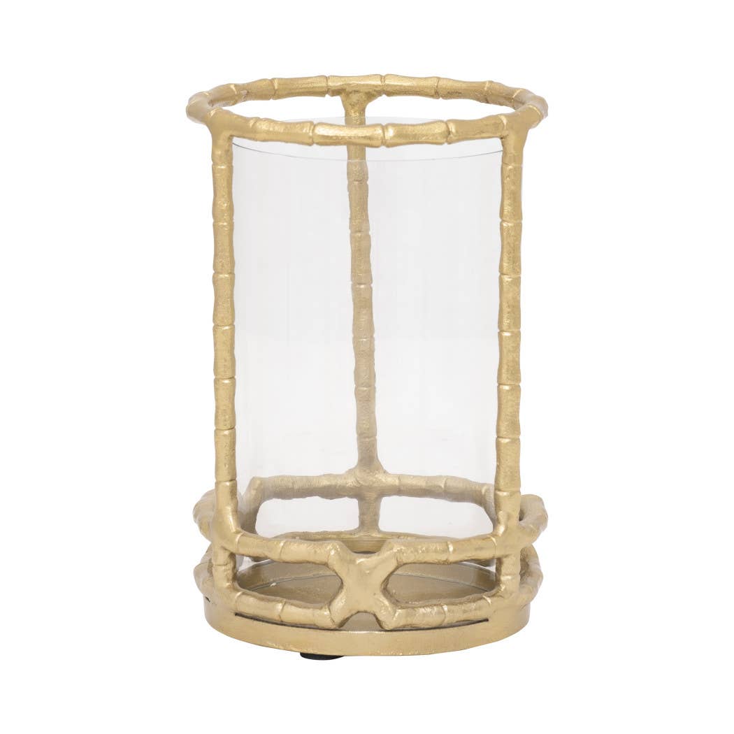 Sagebrook Home - Hurricane Candle Holder - Gold Metal Cylinder