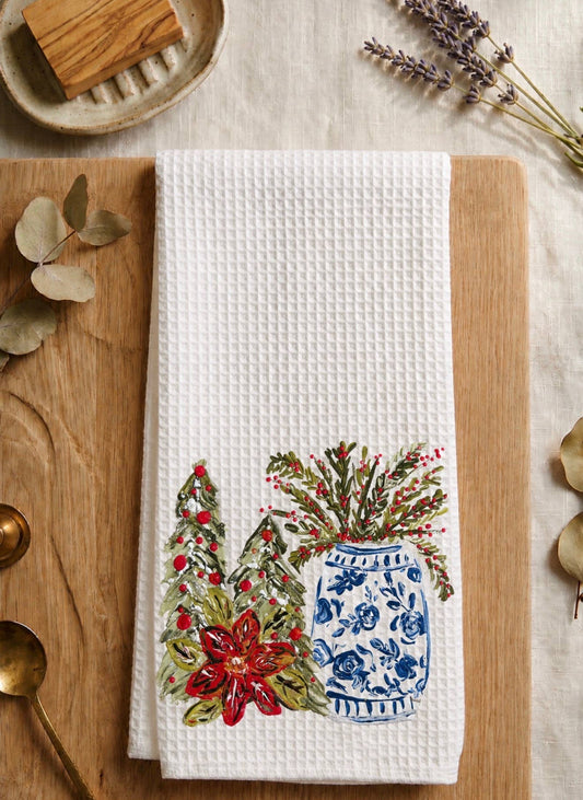 Chinoiserie Vase Christmas Towel