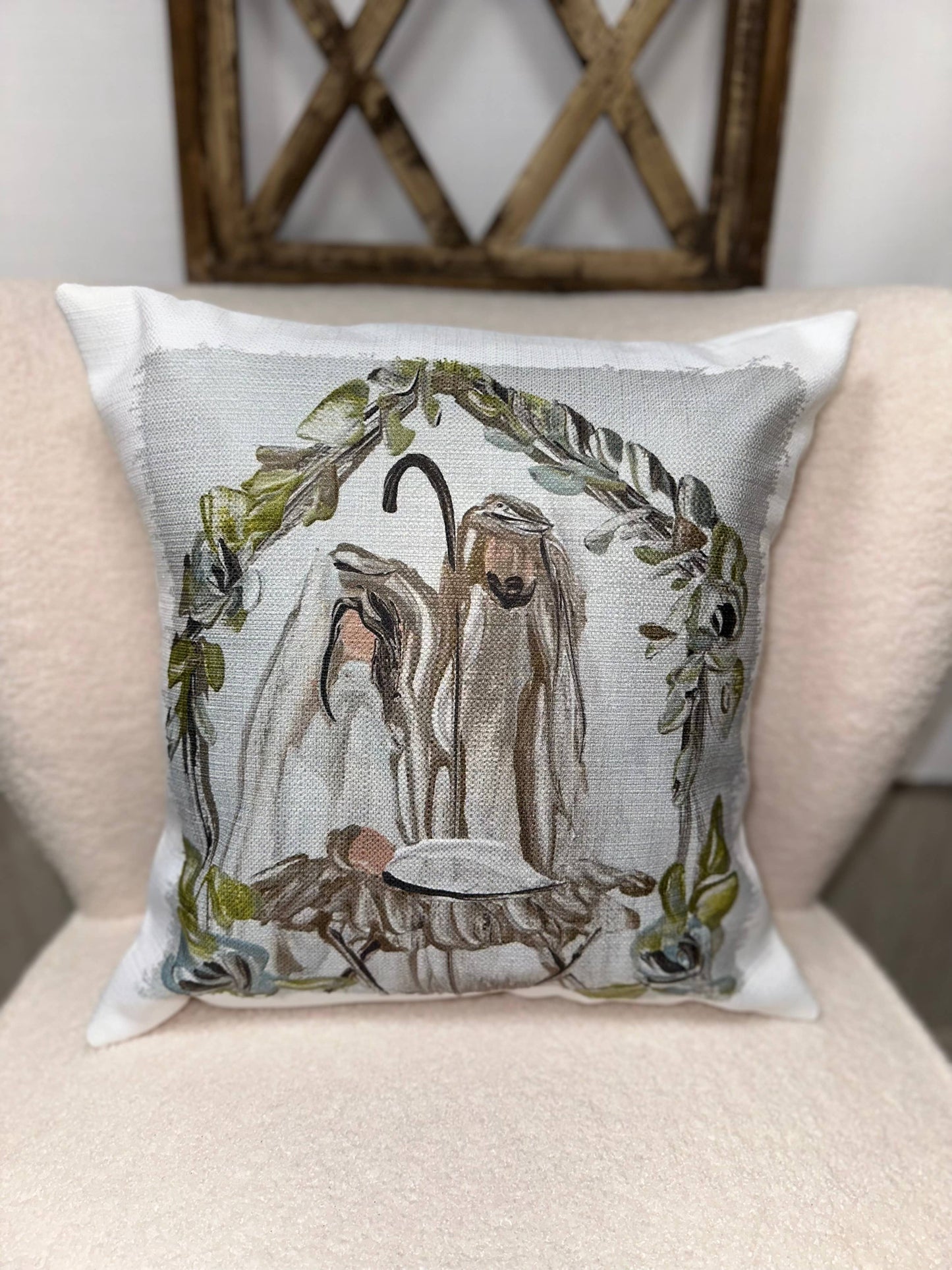 Southern Cotton Mill - GA Nativity w/ Greenery Pillow