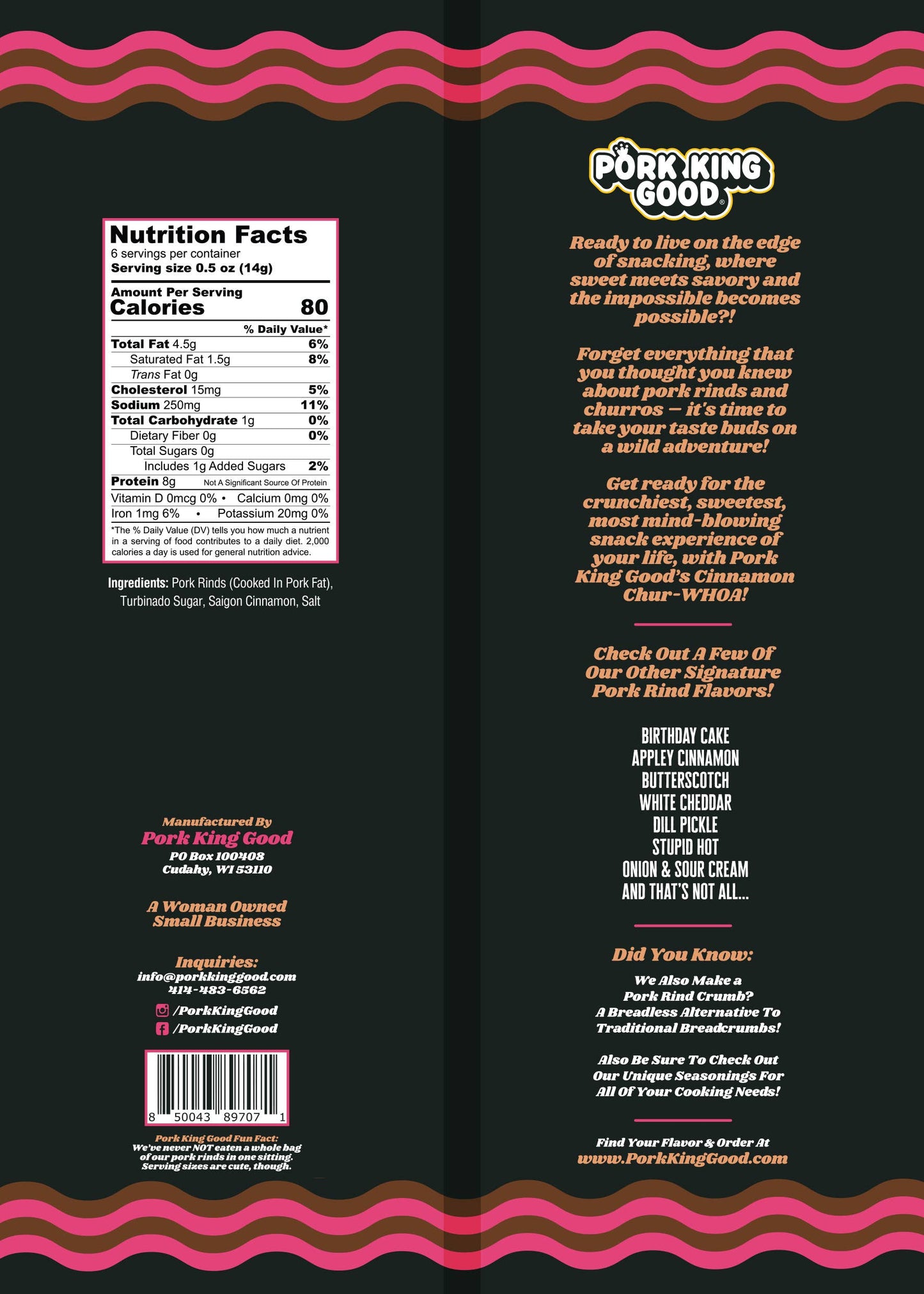 Pork King Good - Pork King Good Cinnamon ChurWHOA! Flavored Pork Rinds 3oz