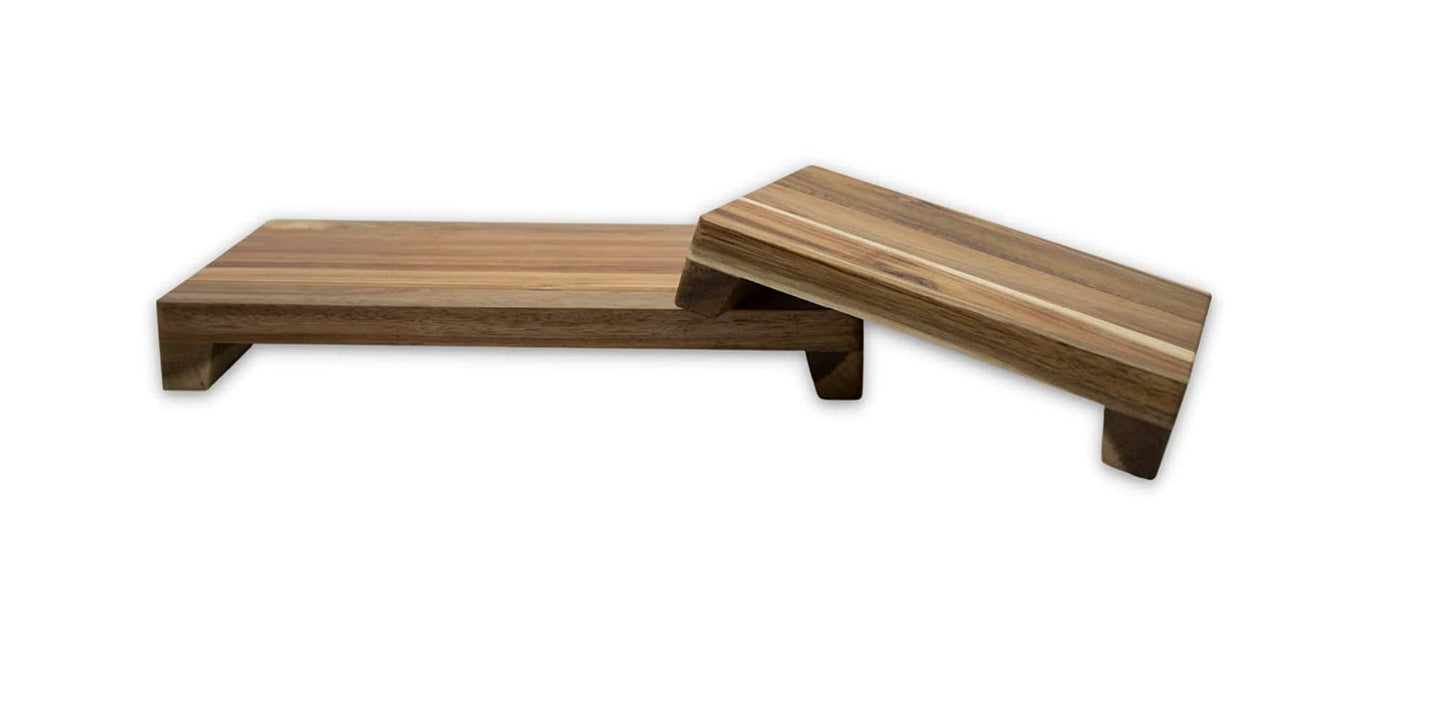 Set of 2 Rectangular Wood Pedestal Stands