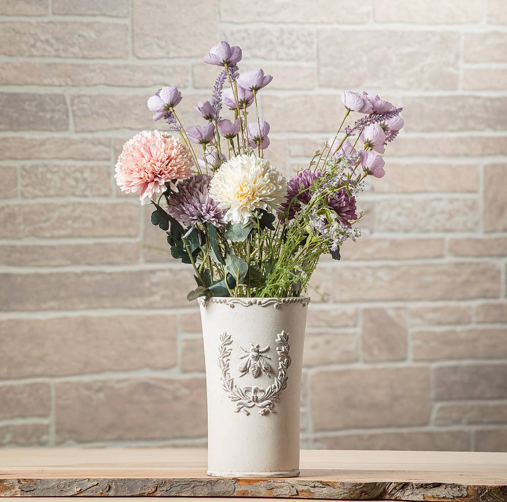 Emboss Bee in Crest Planter-9"H