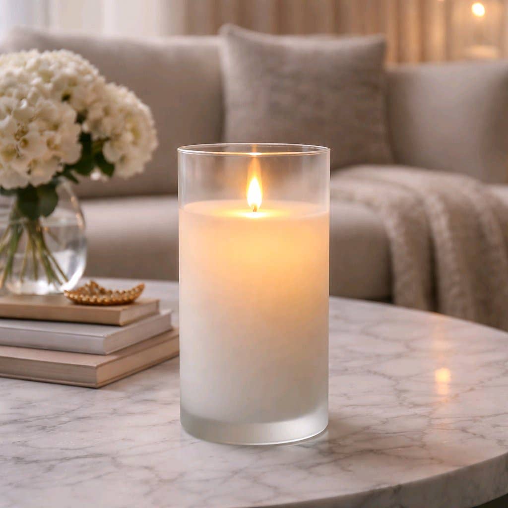Clear Glass Cylinder Moving Flame LED Candle