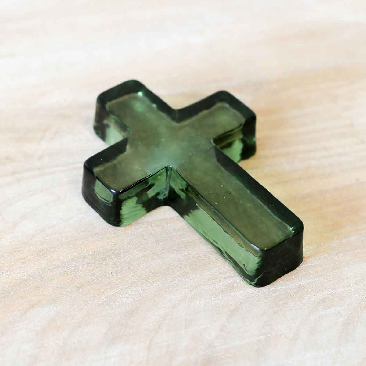 The Royal Standard - Cross Glass Decor   Green   4x5.5